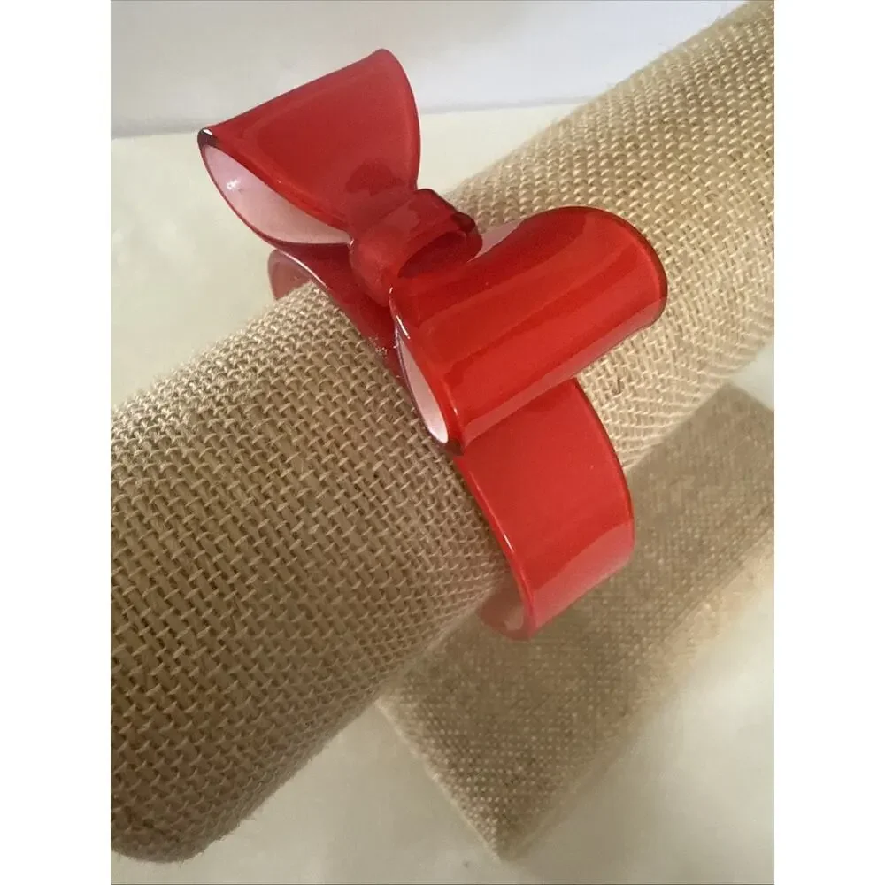 Vintage Red Bow Bangle Bracelet Red RARE